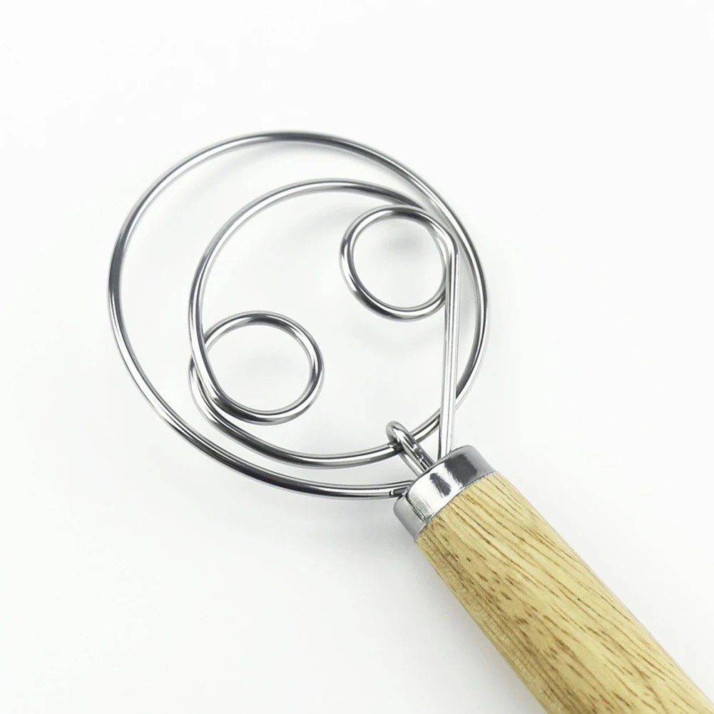 Wood Handle Stainless Steel Spiral Whisk Kitchen Egg Beaters Tool Cream Stirring for Home Baking Cooking Kitchen Appliances