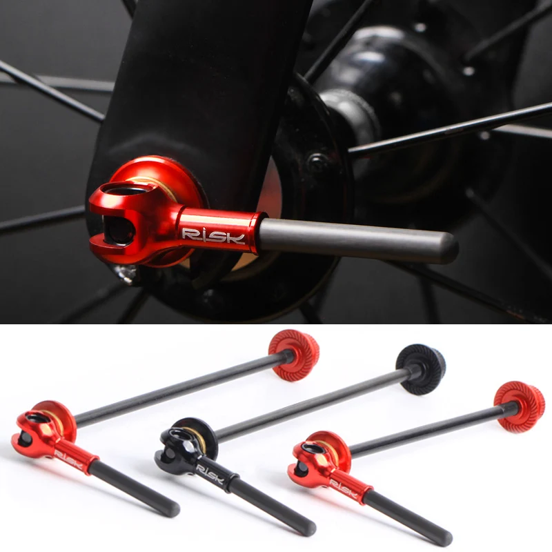 RISK Titanium Skewers Bicycle QR Skewer Lever Carbon fiber Handle 100/135mm For MTB Road Bike Wheel Hub Quick Skewers 40.3g/pair