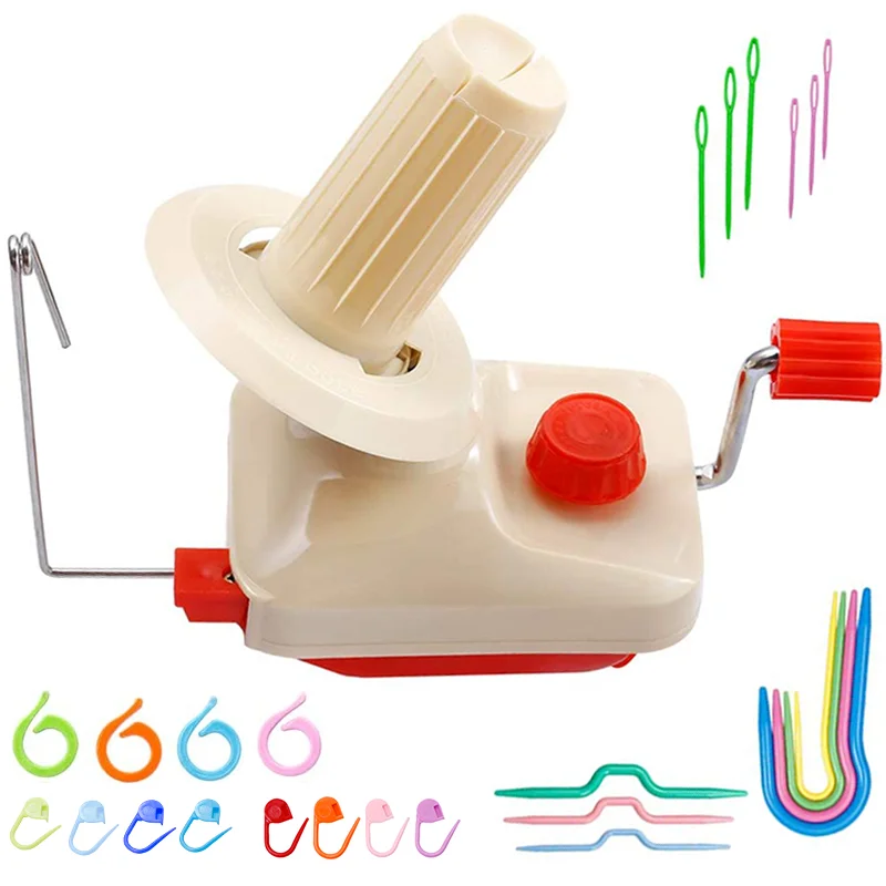 

LMDZ Yarn Fiber Winding Machine with 25 Pieces Stitch Knitting Needles Yarn Swift and Ball Sewing Accessories