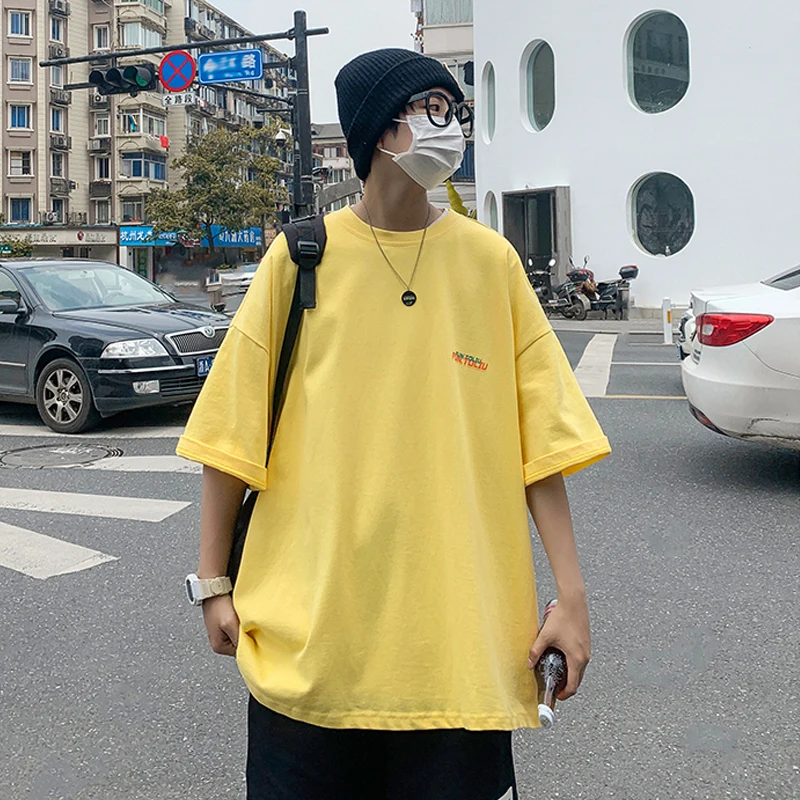 

Casual Cotton Vintage Blue Shirt Men Summer Print T-shirt Oversize Plus Size Student Streetwear Astronaut Top Short Sleeve Male
