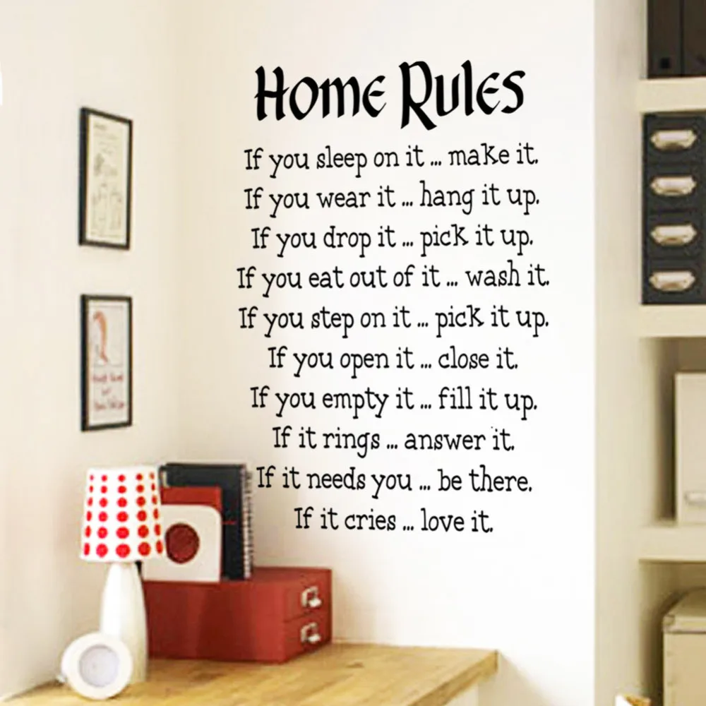 

Characters "Home Rules "wall sticker home decor decals decoration Characters Removable Living Room PVC 57*81CM