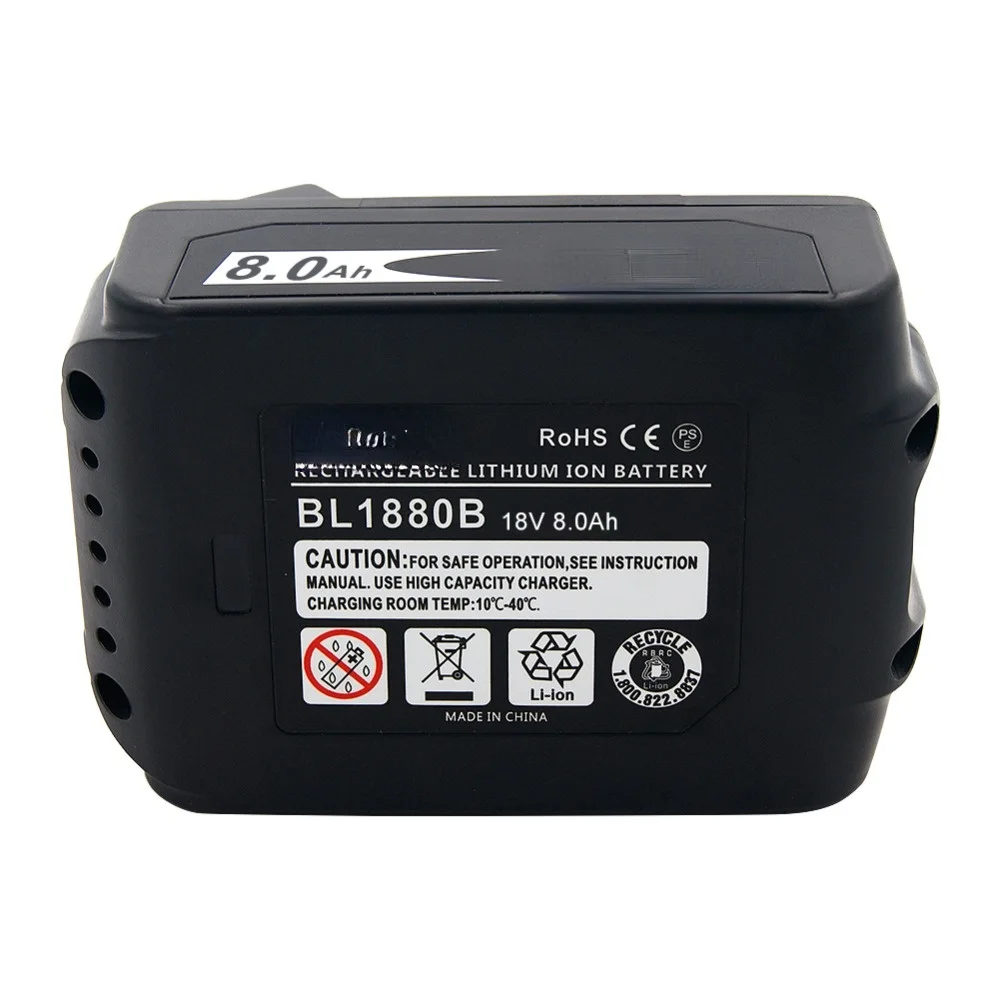 

Newest Version BL1860 BL1880 18V 6000mAh 8000mAh Cordless Power Tool Rechargeable Battery BL1830 BL1840 BL1850