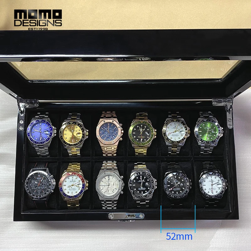 Деревянная коробка для хранения часов 12 подставка под часы деревянное с черной