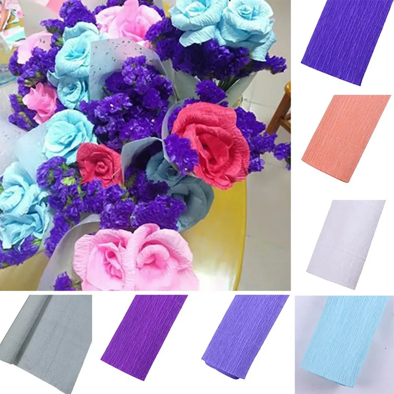 250*50 см Декоративные оригами Crinkled Crepe Paper Craft сделай сам Упаковка цветов складной