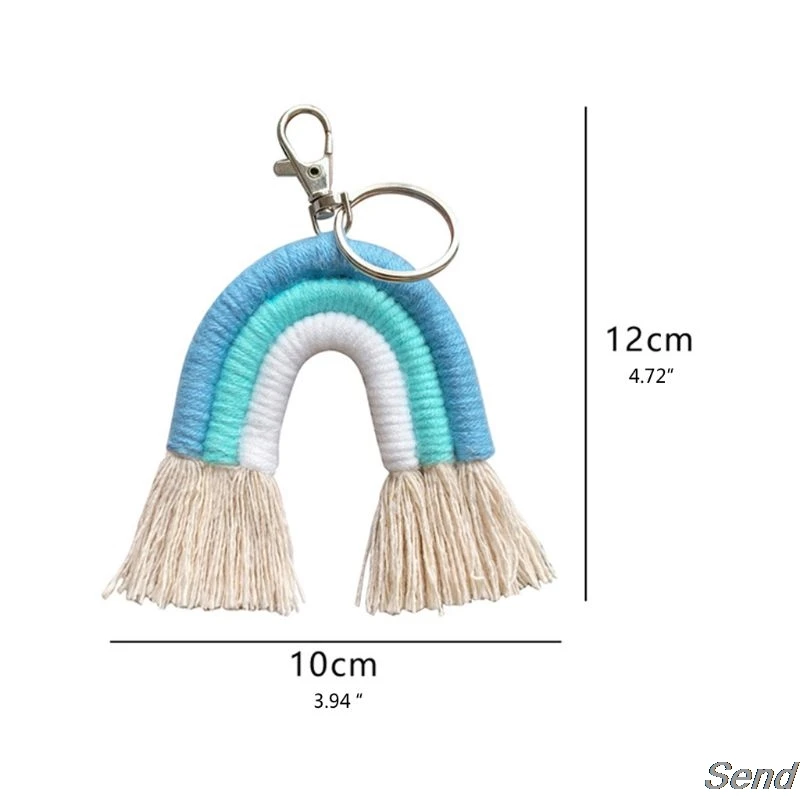 Плетеные радужные Брелки для женщин брелок ручной работы в стиле бохо макраме