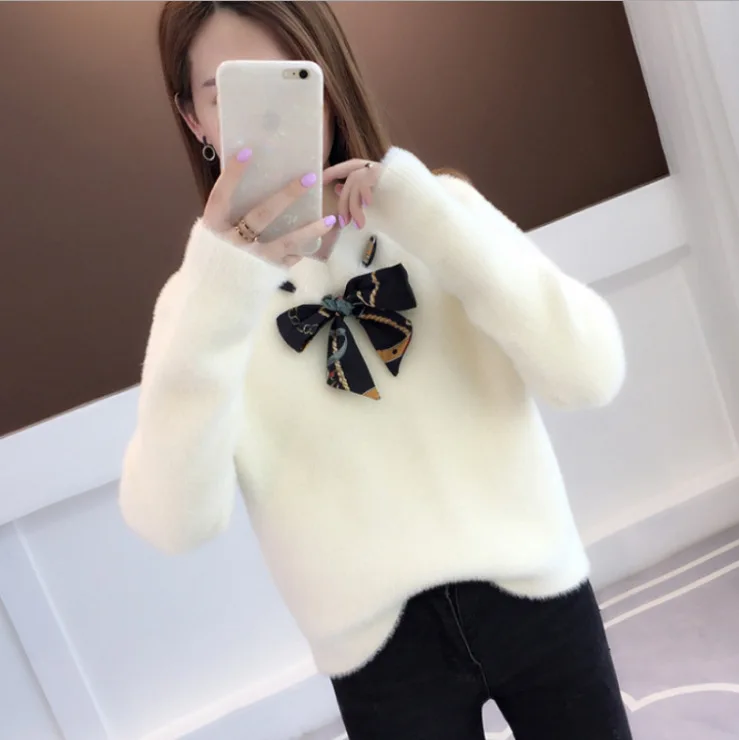 

New 2020 female sweet little pure and fresh and sweater loose wool-like turtleneck sweater with long sleeves