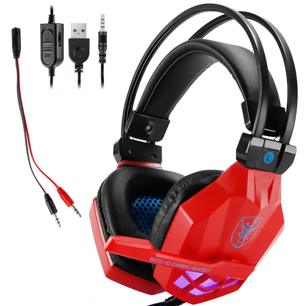 Led 3 5 мм наушники игровая гарнитура с микрофоном для геймеров ПК PS4 игры Стерео