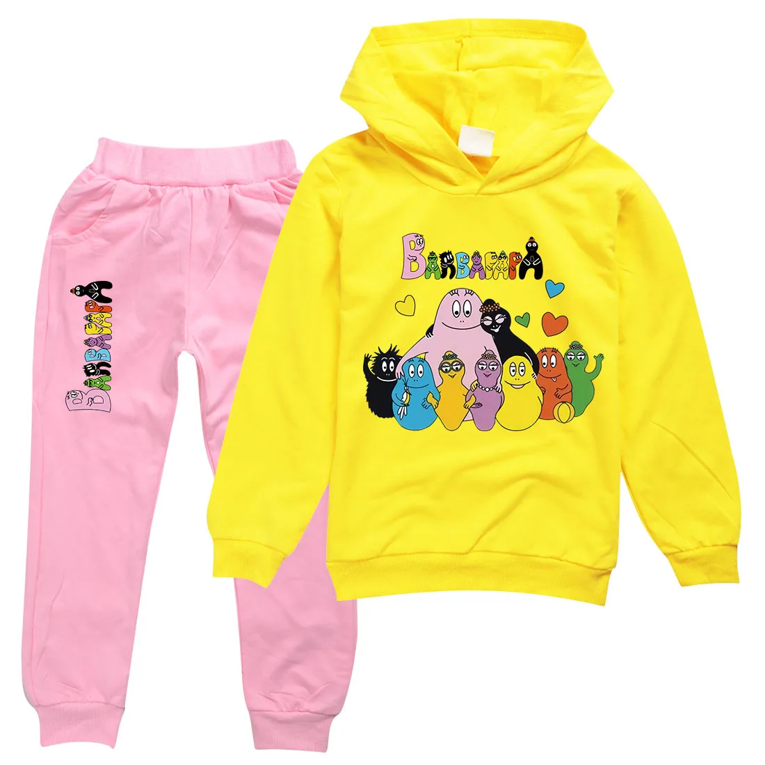 Barbapapa Cartoon Hoodies+Pants Sets Children Baby Girl Clothes Kids Sweatshirt Autumn Anime Printing Hooded Tops Clothing