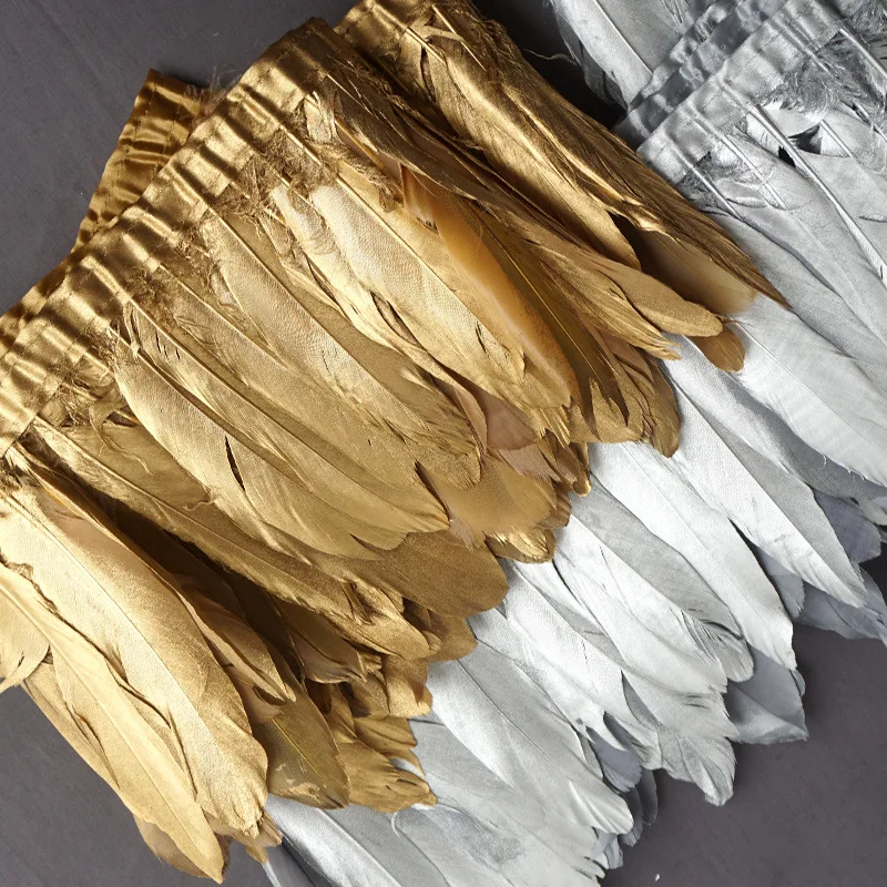 

1yard Golden Goose Feather Trims Ribbons for Dress Skirt Cloth Belt Decorative Clothing Shawl Wings Crafts juju Hat Decoration