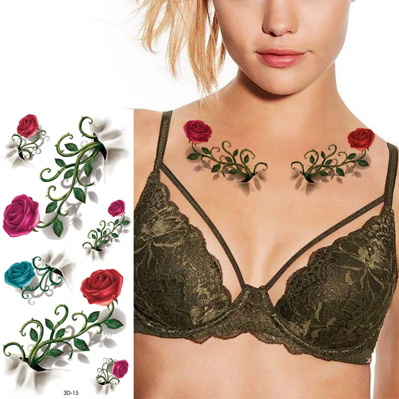 12 шт. в упаковке 3D &quotЦветы&quot и &quotБабочка&quot для Водонепроницаемый Временные