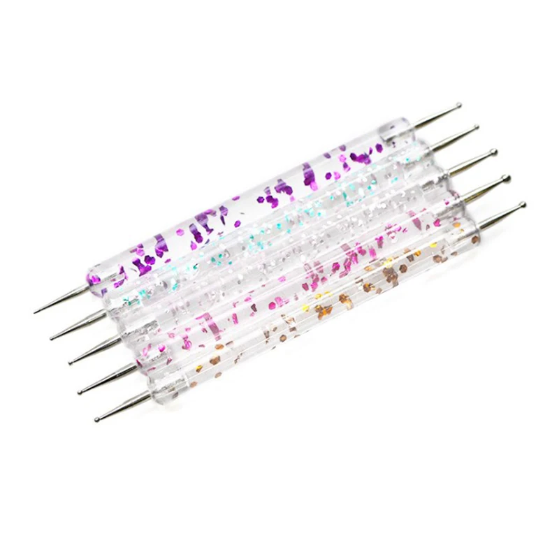 

5Pcs 2 Way Nail Art Dotting Painting Pen Manicure Nail Glitter Tools Dotting Pen