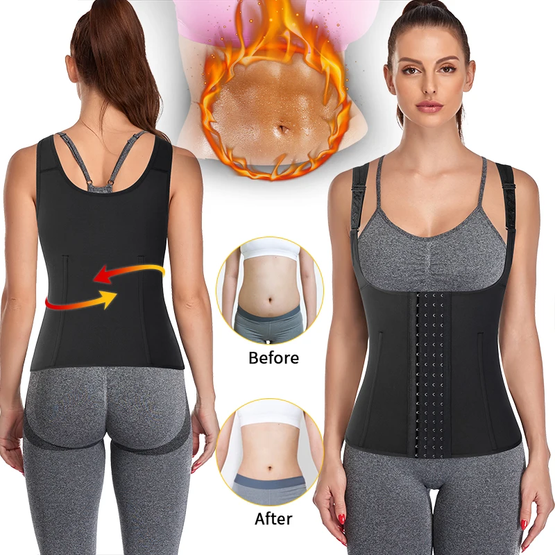 

Women Neoprene Waist Trainer Vest Corset Tank Top Sauna Body Shaper Weight Loss Slimming Compression Shapewear Tummy Control
