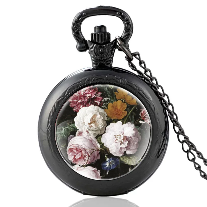 Очаровательные милые цветочные дизайнерские винтажные кварцевые карманные часы для мужчин и женщин, высокое качество, кулон, ожерелье, час...