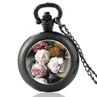 Очаровательные милые цветочные дизайнерские винтажные кварцевые карманные часы для мужчин и женщин, высокое качество, кулон, ожерелье, часы, подарки