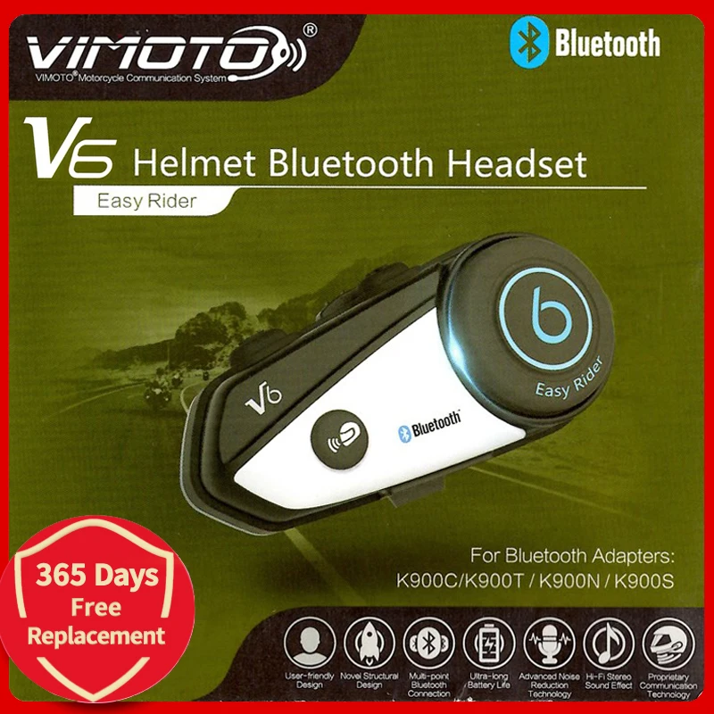 Мотоциклетная Bluetooth гарнитура Vimoto Easy Rider V6 многофункциональная BT мотогарнитура