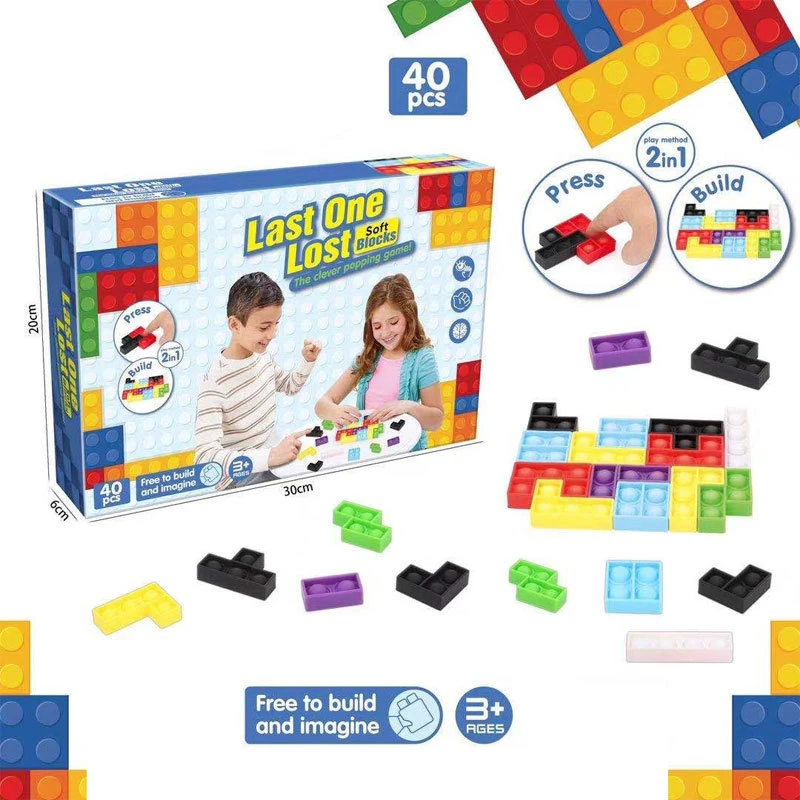 

Funny Fidget Toy Sensory Fidget Bubble Toy 40pcs Tetris Soft Blocks
