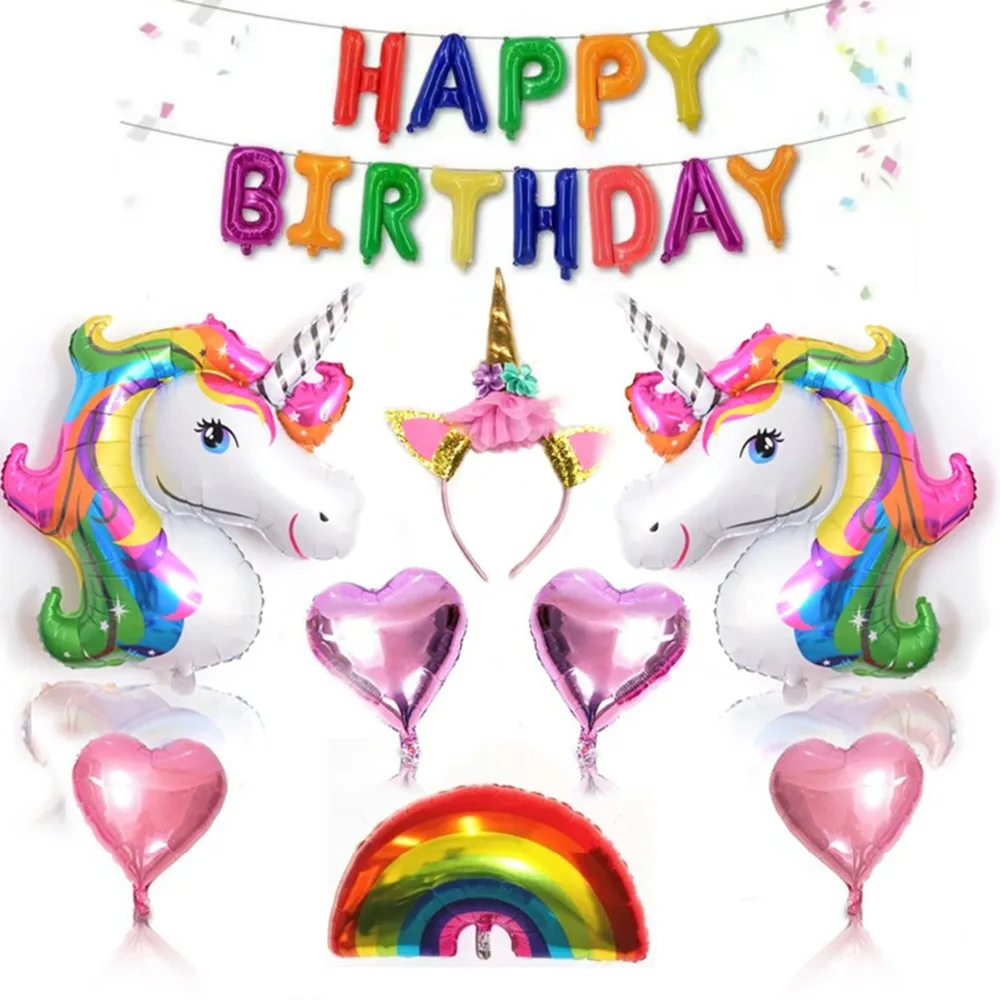Единорог праздничные украшения: воздушные шары шар День рождения Baby Shower неоновые