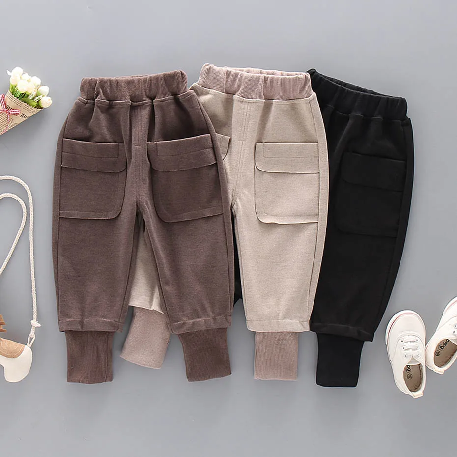 Зимние штаны для девочек с карманами лоскутные детей Повседневная стильная
