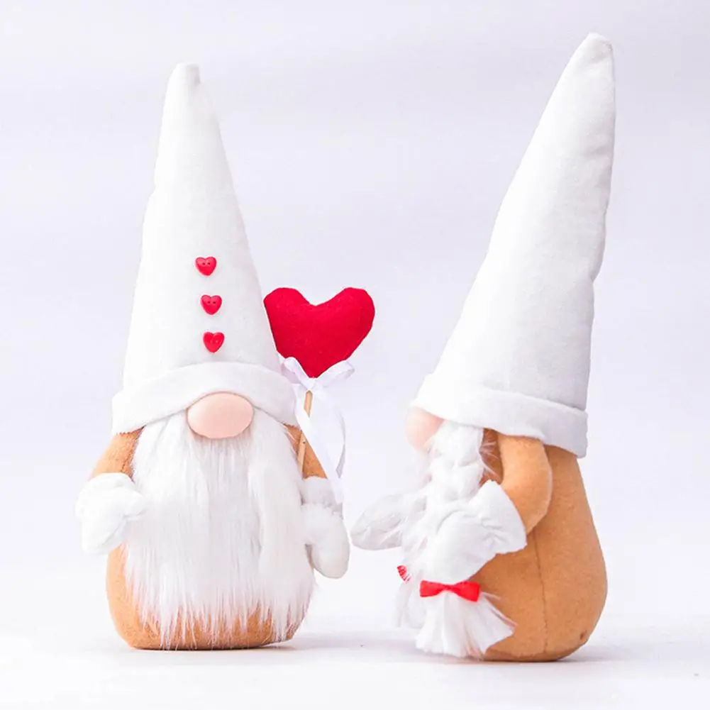 

2022, рождественские украшения в виде гнома, вязаные плюшевые гномы в форме сердца, ручная работа, рождественские очаровательные парные куклы...