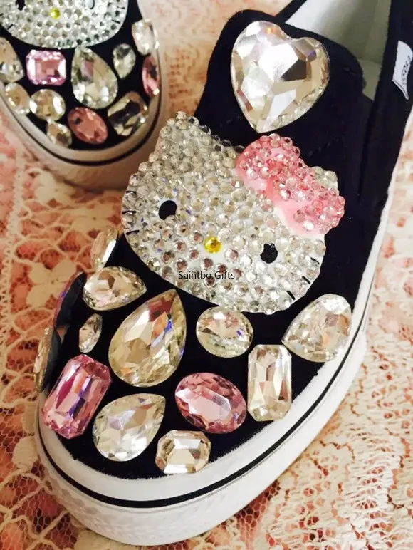 Женские кроссовки с кристаллами и стразами милые Дизайнерские ручной работы на