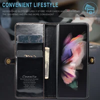 luxury leather wallet card slot flip cover for samsung galaxy z fold 3 5g case kickstand shockproof phone cases coque fundas