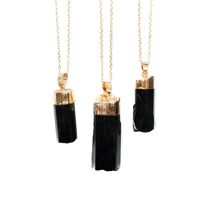 

Natural Black Pillar Tourmaline Stone Pendant Rough Original Cylindrical Energy Pendant For Woman And Man Gift Fashion Jewelry