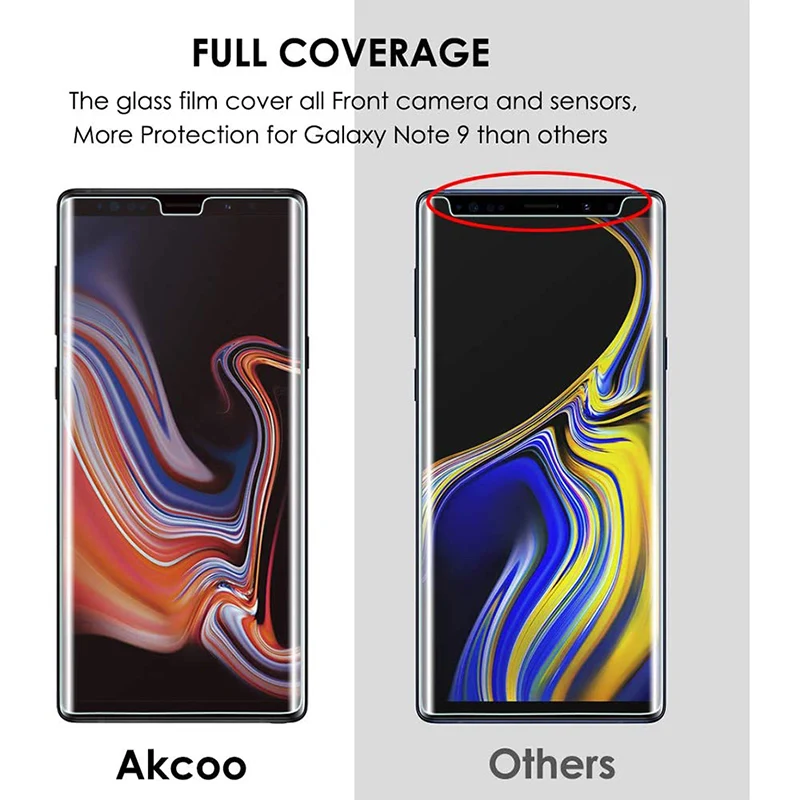 3 pieces 3d curved uv tempered for samsung galaxy note 9 akcoo full screen protector hd display 4x strengthen tempered glass free global shipping