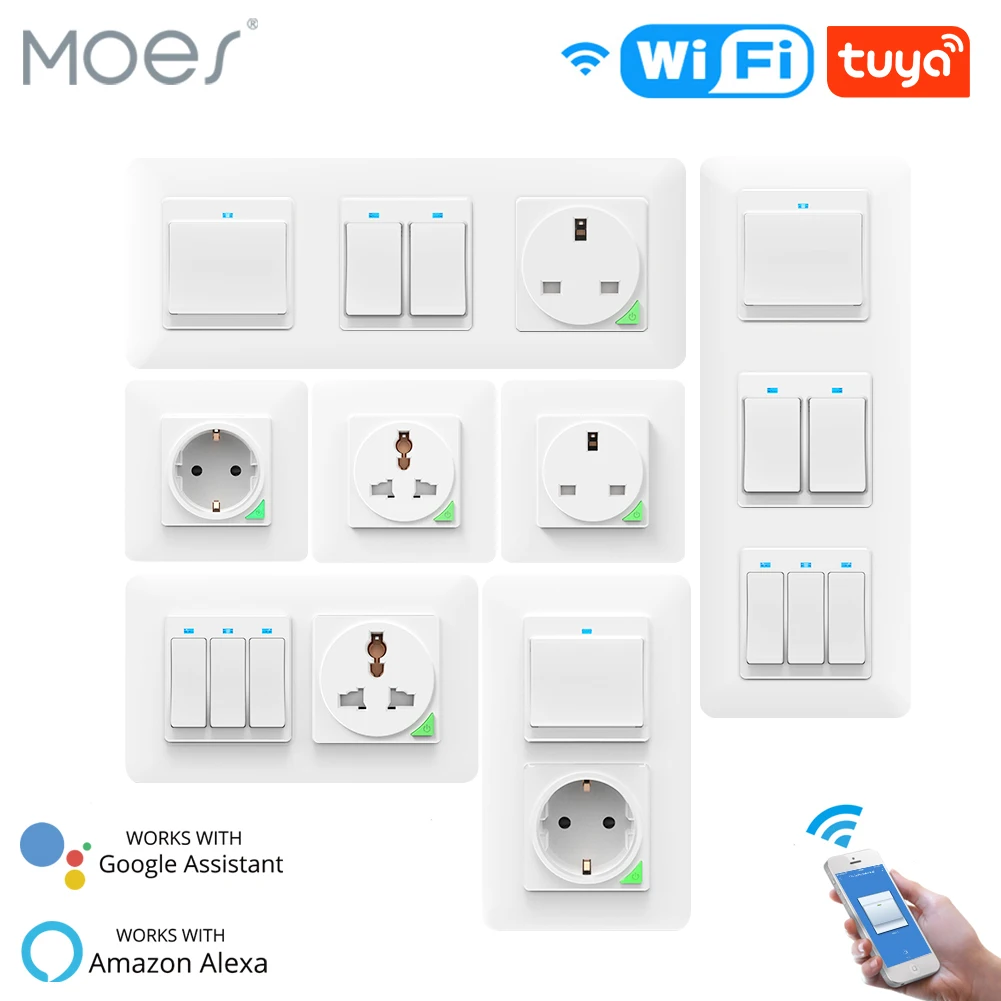 WiFi Smart Light Wall Switch Socket Outlet Push Button DE EU Life Tuya Wireless Remote Control Work with Alexa Google Home | Обустройство