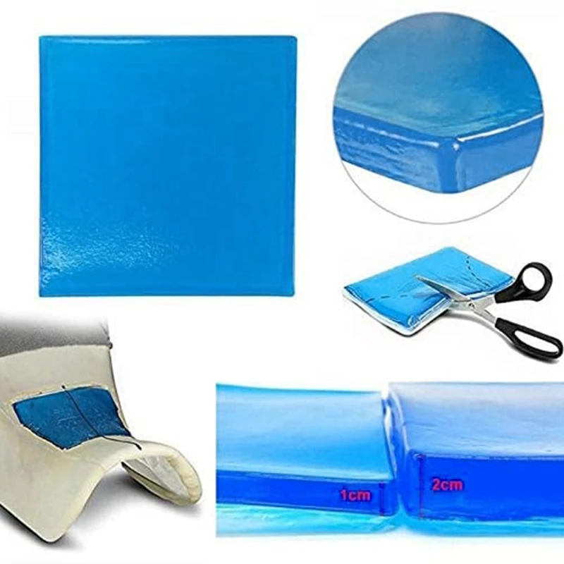 

Wheelchair Home Office Motorcycle Seat Gel Pad Cool Cushion Soft Shock Absorption Mats 25X22X1cm