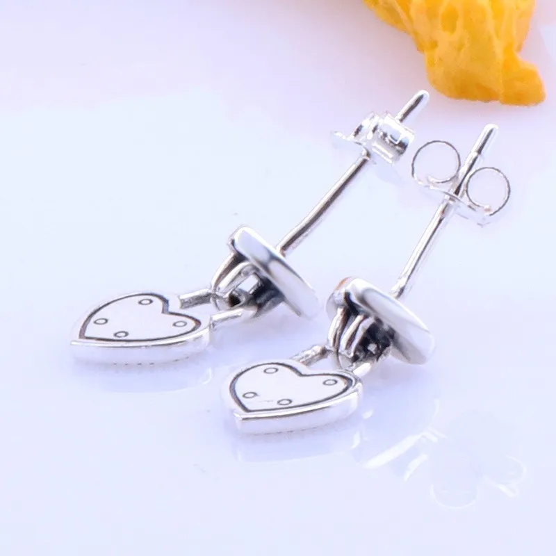 

100% 925 Sterling Silver Pan Earring Exquisite Shining Love Lock Pan Earrings For Women Wedding Gift Fashion Jewelry