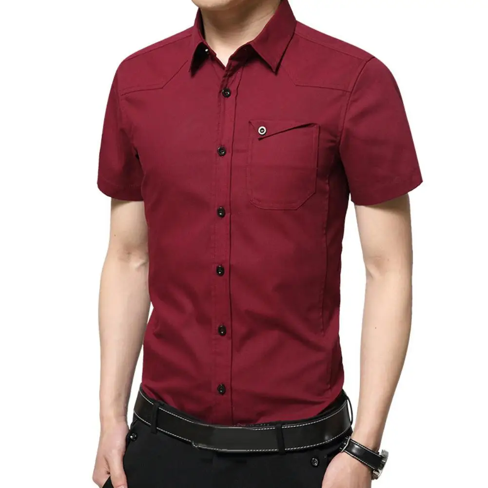 

2021 New Arrival tops Men's Summer Business Shirt Short Sleeves Turn-down Collar Shirt pullover Men Shirts