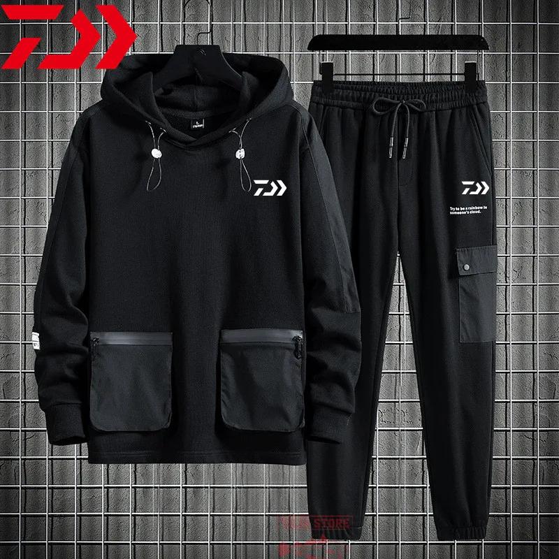 

Мужской костюм для рыбалки Daiwa, свободные спортивные брюки со шнуровкой и куртка с капюшоном, костюм для рыбалки на открытом воздухе, весна-о...