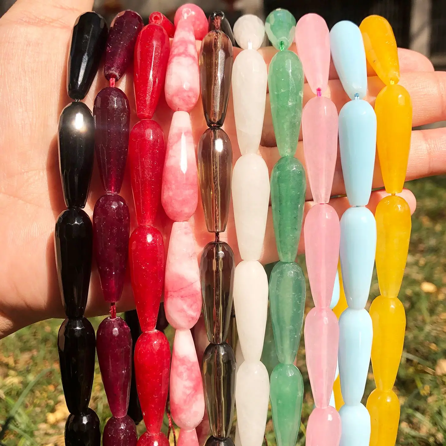 

Натуральные граненые бусины 10x30 мм в форме капли воды, розовый кварц, нефрит, ангелит, свободные бусины, Аксессуары для браслета