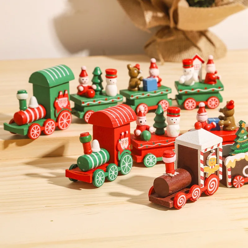 PVC/Wooden Train Christmas Ornament Merry Christmas Decoration For Home Table 2023 Xmas Gifts Noel Natal Navidad New Year Gifts