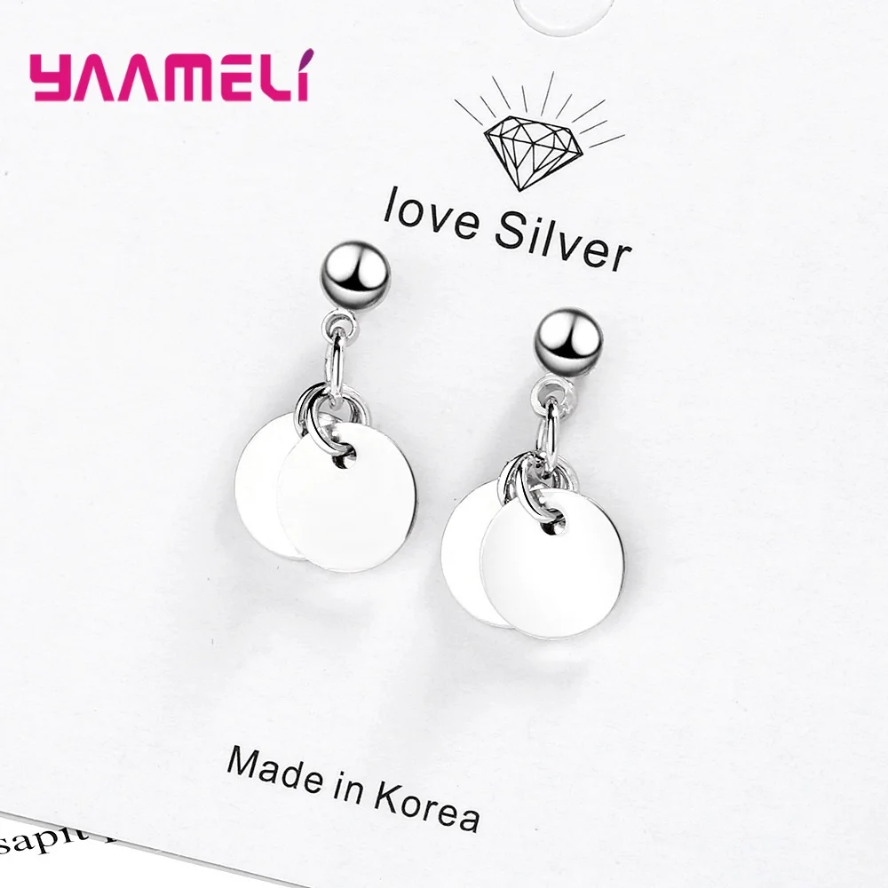 Женский геометрический аксессуар 2 шт. из серебра висячие серьги с рисунком пробы