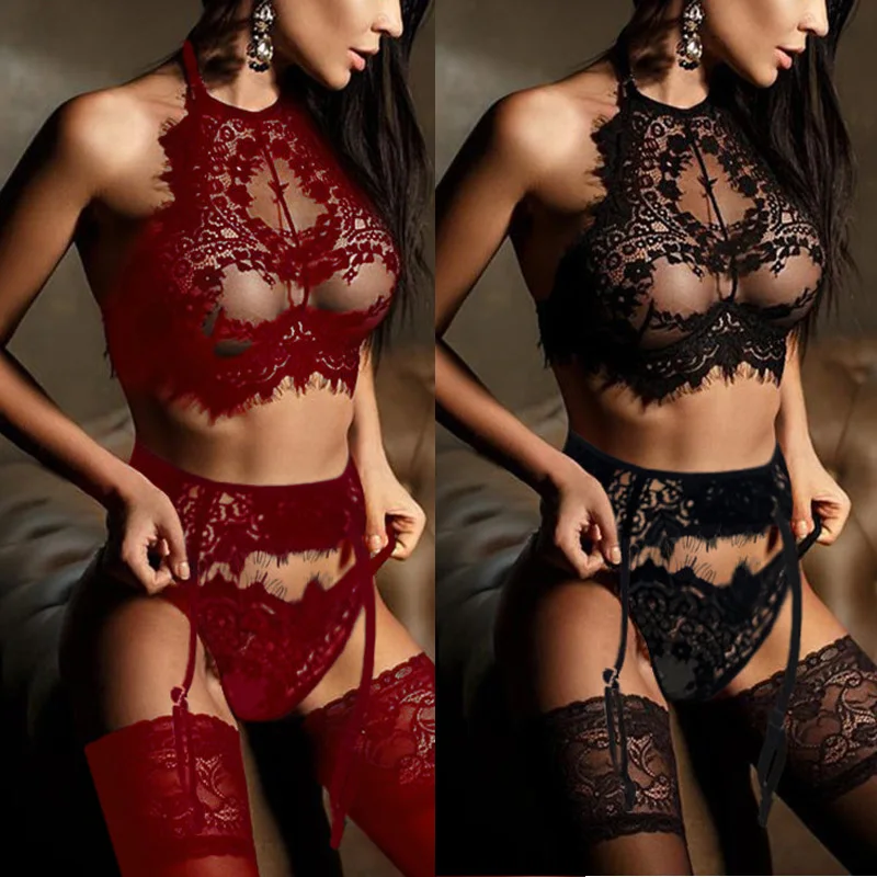 

Hot Women Sexy Lace Sheer Bra Set Underwear Women Girls Wireless Babydoll Erotic Lingerie Dress Bra Briefs Set Plus Size S-3XL