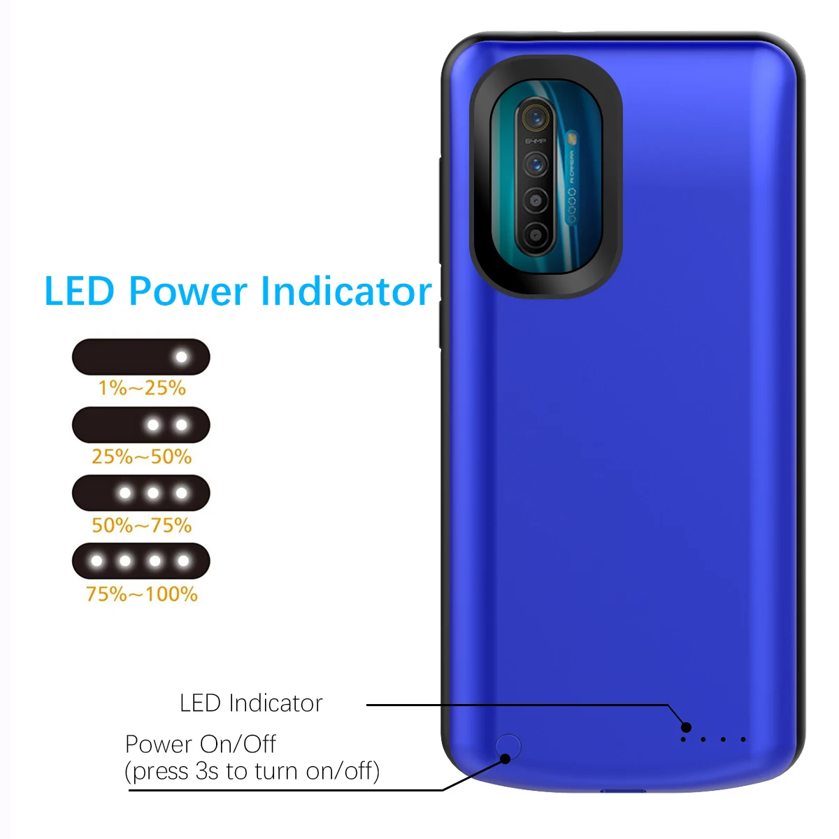 Чехол для зарядного устройства 6500 мАч Oppo Realme X2 Расширенный резервный внешний