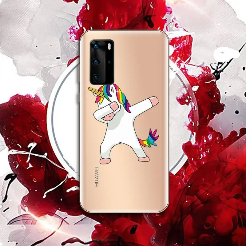 

Rainbow unicorn cute cartoon animal Phone Case Transparent for Huawei P honor 8 10i 20 30 40 smart 2019