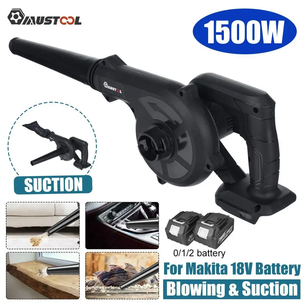 

2 In 1 1500W 288VF Wireless Electric Air Blower Blowing Suction Vacuum Cleaning Blower Garden Leaf Dust Collector For Makita 18V