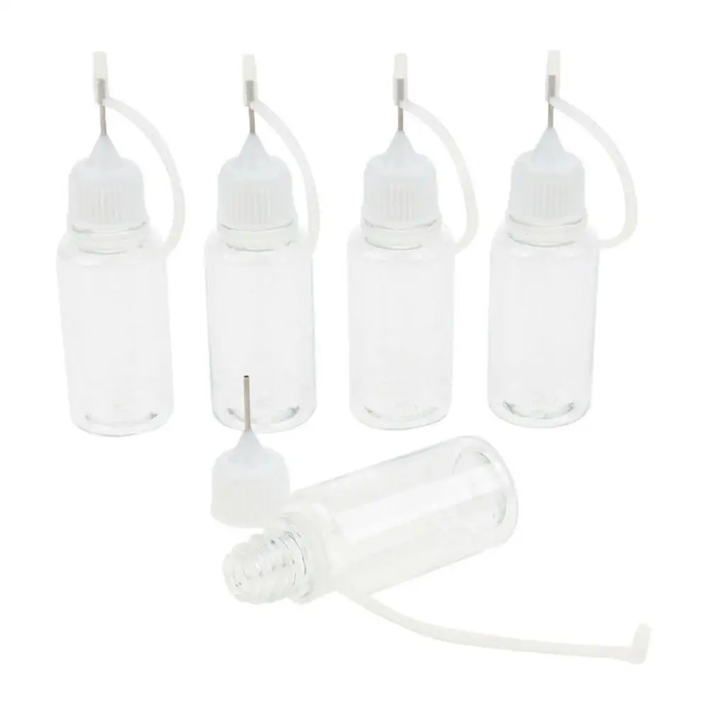 

5Pcs 10ml Plastic Clear Needle Tip Glue Bottles Empty Dropper Bottles Precision Tip Applicator Bottles for Glue