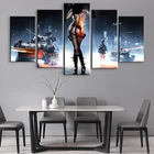 Модульные картины, холст, печатный плакат HD, настенное искусство, 5 шт., украшение для дома, поле боя, Женский воин, игровая картина, рамки