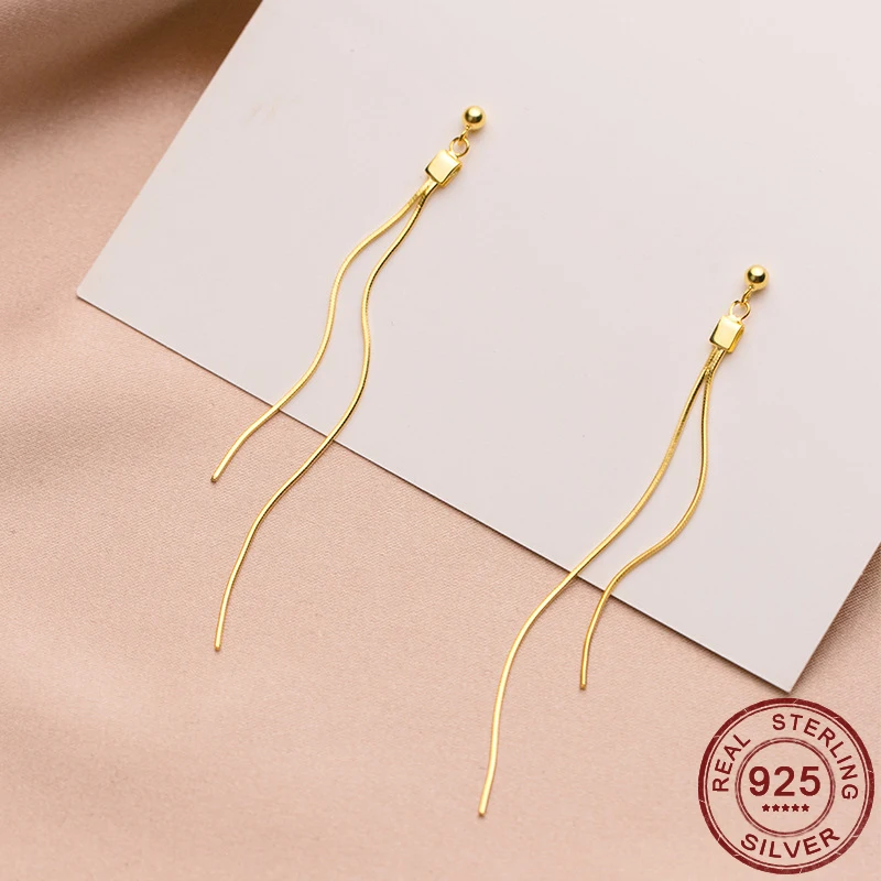 Модные серебряные серьги Висячие длинные подвески капельки для женщин простая