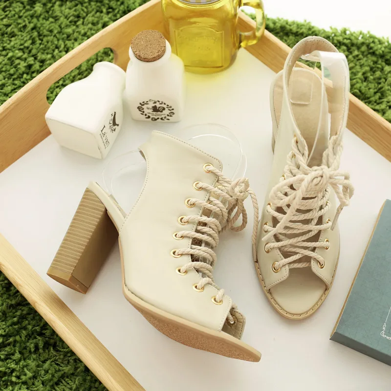 

2021 New Peep Toe Women Sandals Summer Cross-strap Sandals Female High Heels Casual Square Heel Solid Fashion Women Shoes