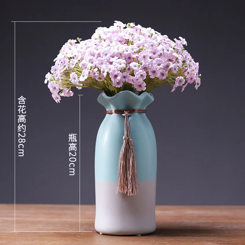 Vase with flowers Современная керамика ваза с ораментами лист лотоса с бахромой водная культура вазы мешок удачи Цветочная ваза центральный Свадебные украшения - Цвет: Vase with flowers
