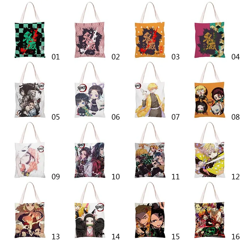 

Anime Demon Slayer Cute Kamado Tanjirou Cosplay Shopping bags Shoulder plaid shopping Bag