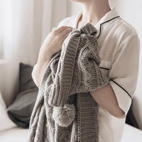 european knitted yarn blanket twist air conditioning cover blanket nordic ball leisure blanket simple wool travel blanket