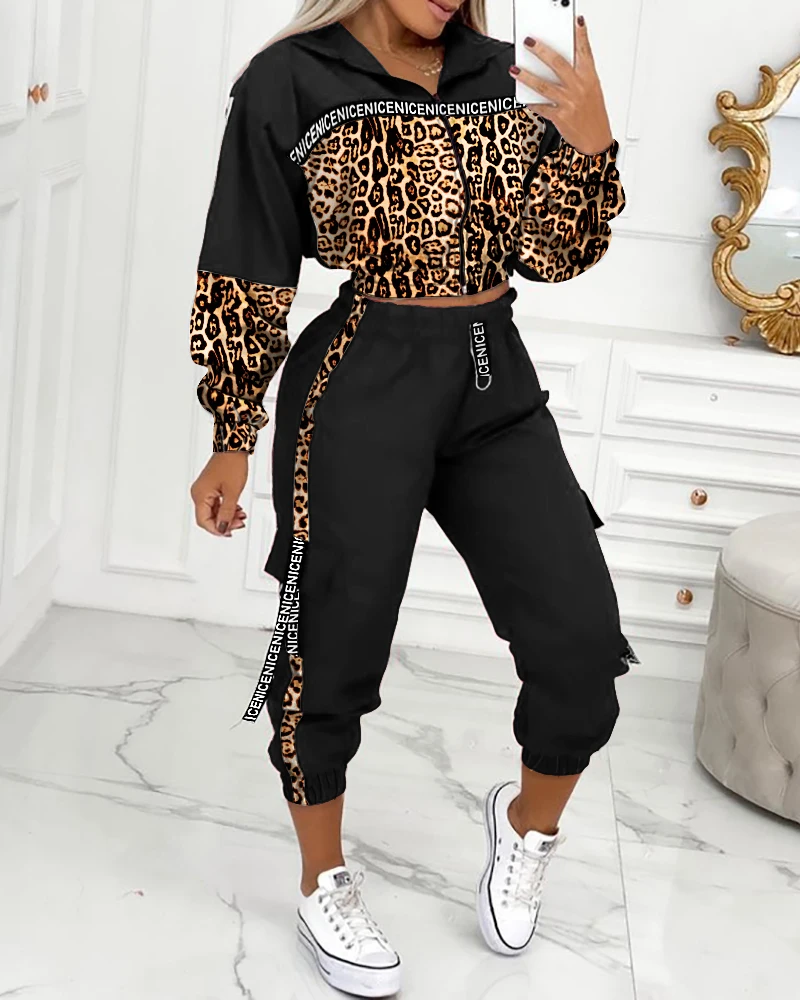 

Женский Повседневный костюм с леопардовым принтом