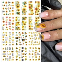 12pcs sunflower water transfer nail sticker sliders autumn style floral manicure nail art decorations naklejki na paznokcie