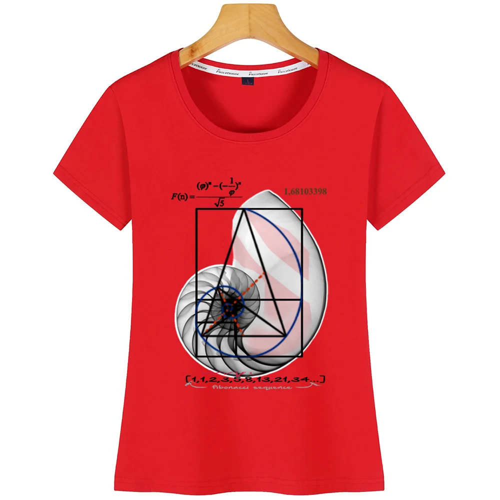 Женская футболка с Фибоначчи 3 забавная короткая Harajuku | одежда