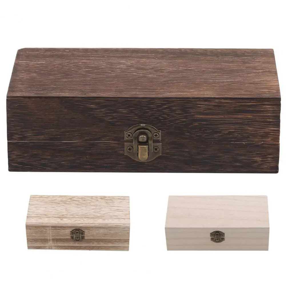 

Hot Sales Jewelry Box Decorative Retro Wood Solid Color Trinket Case for Table